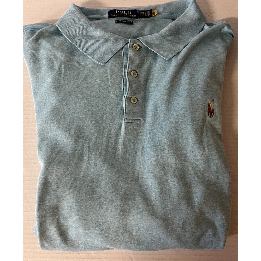 POLO‎ RALPH LAUREN Light Blue SS Polo Shirt Size XXL